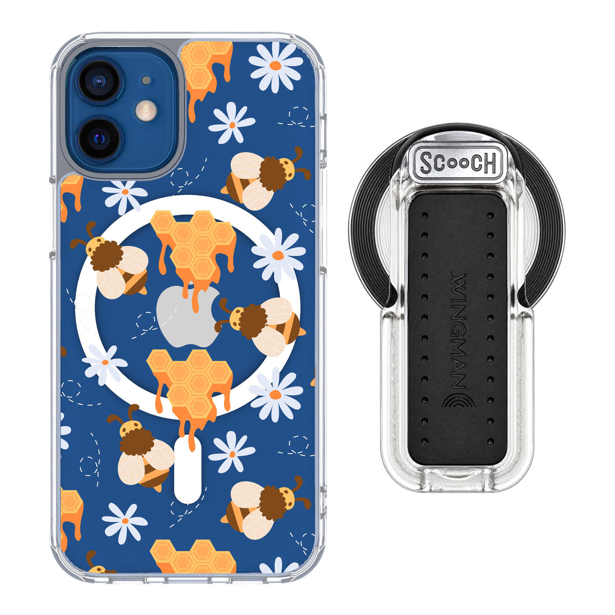 Scooch MagCase Honey Bees for iPhone 12 mini — MagSafe Wingback Bundle - Clear