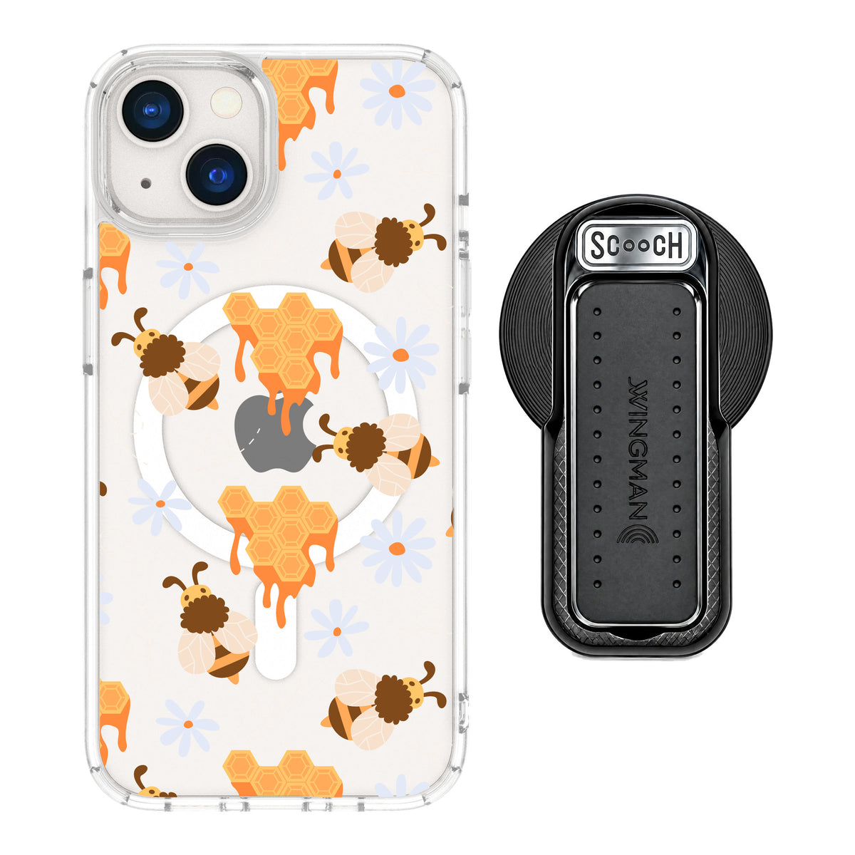Scooch MagCase Honey Bees for iPhone 13 — MagSafe Wingback Bundle - Black