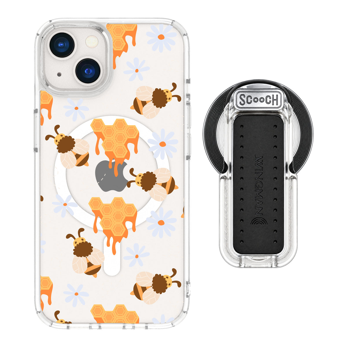 Scooch MagCase Honey Bees for iPhone 13 — MagSafe Wingback Bundle - Clear