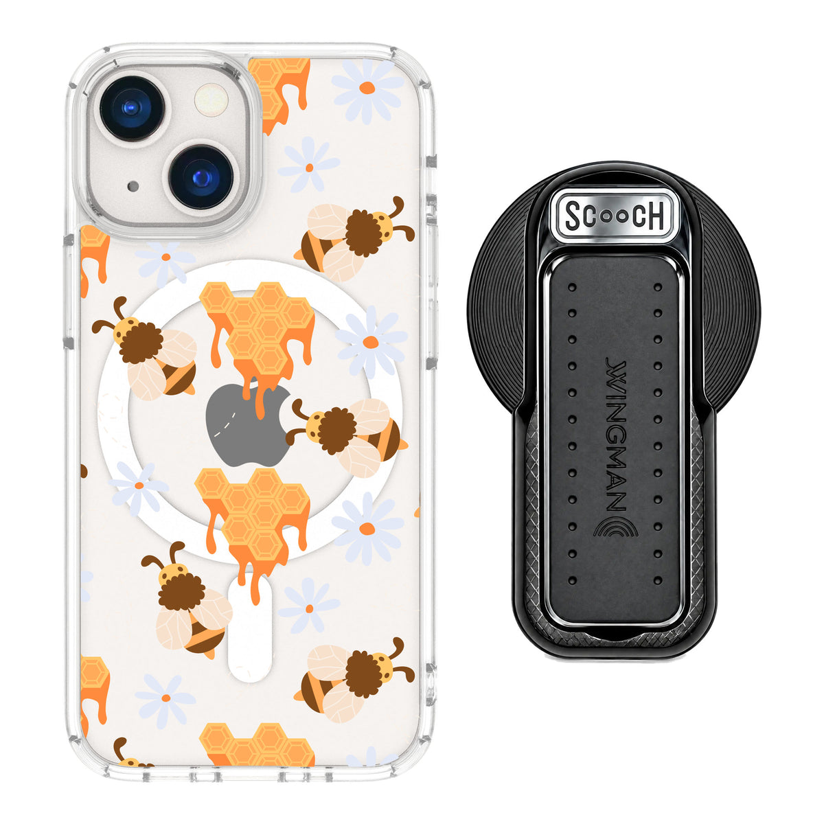 Scooch MagCase Honey Bees for iPhone 13 mini — MagSafe Wingback Bundle - Black