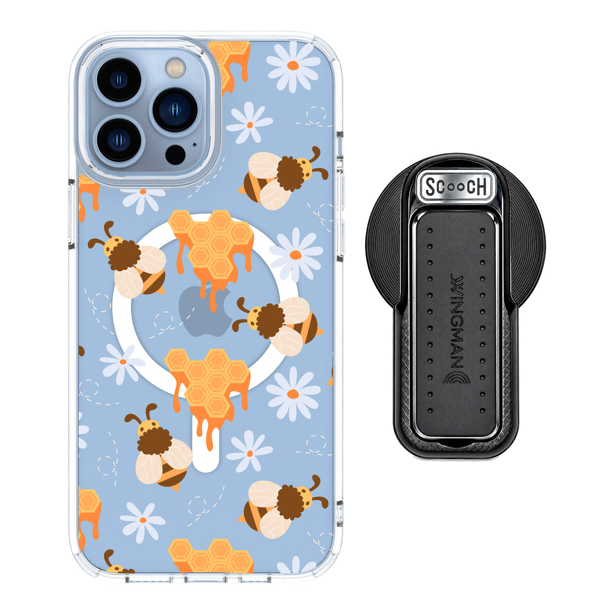 Scooch MagCase Honey Bees for iPhone 13 Pro Max — MagSafe Wingback Bundle - Black