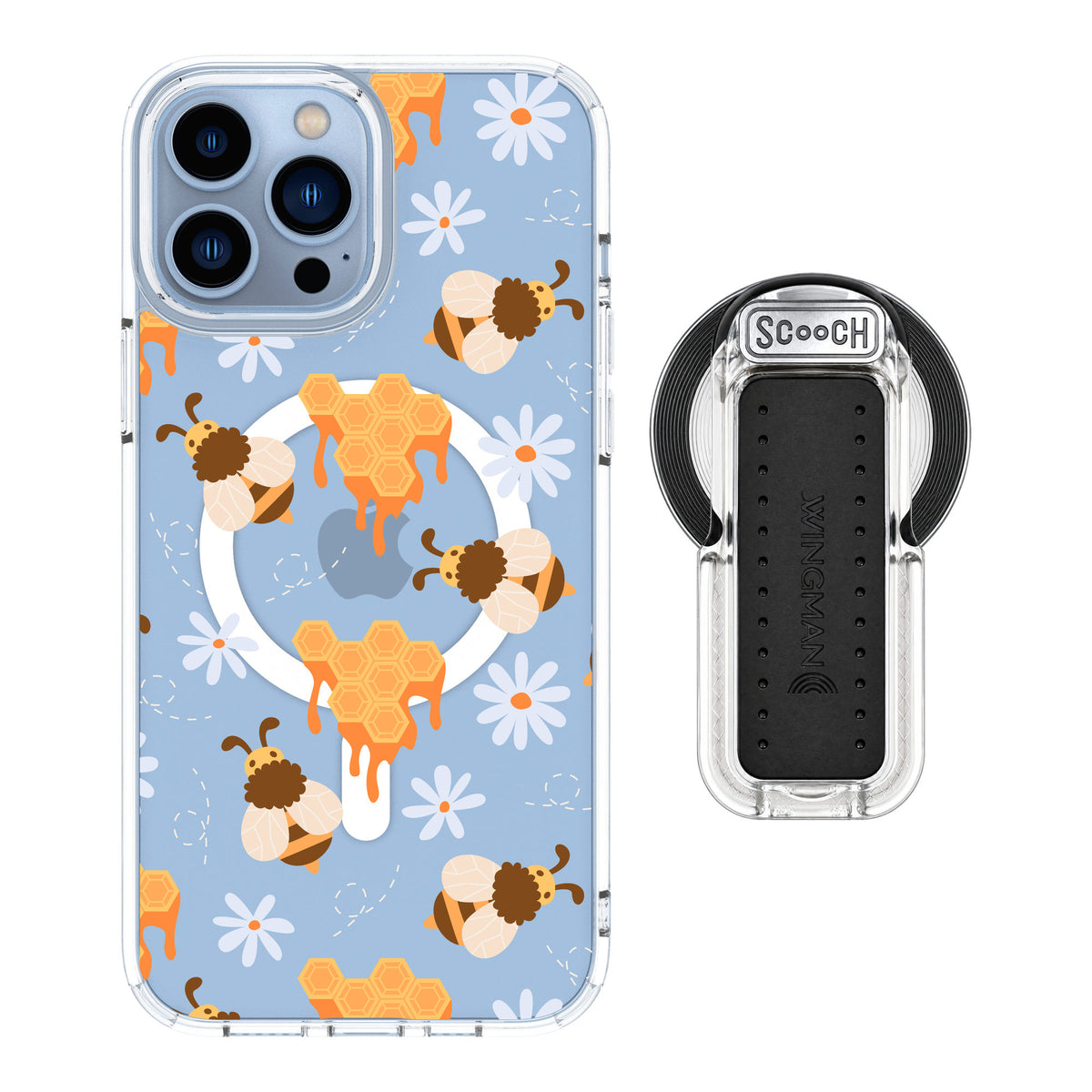 Scooch MagCase Honey Bees for iPhone 13 Pro Max — MagSafe Wingback Bundle - Clear