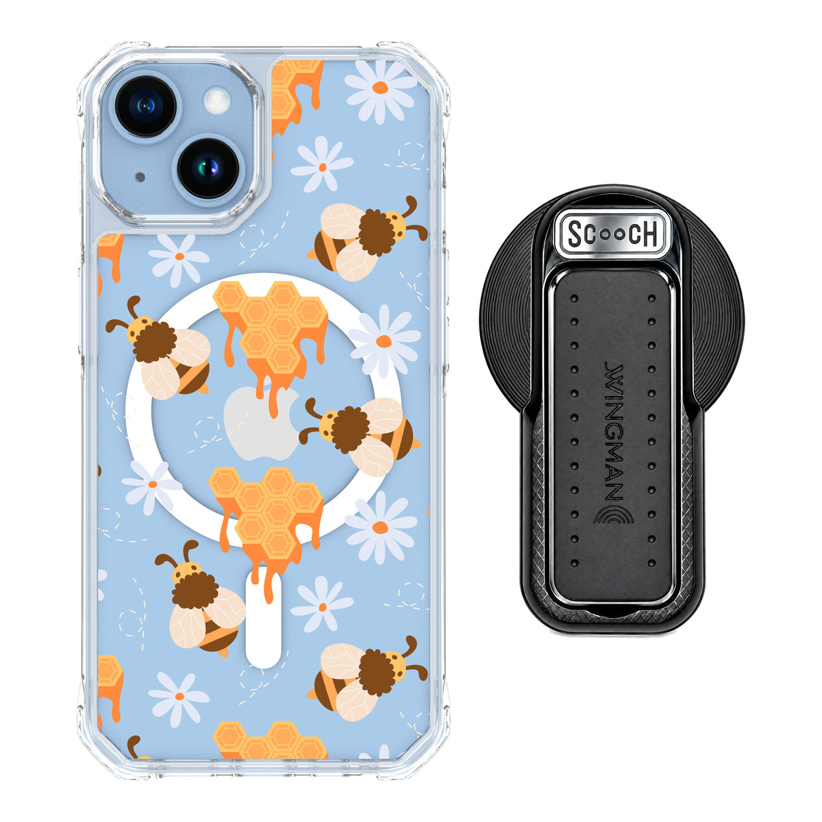 Scooch MagCase Honey Bees for iPhone 14 — MagSafe Wingback Bundle - Black