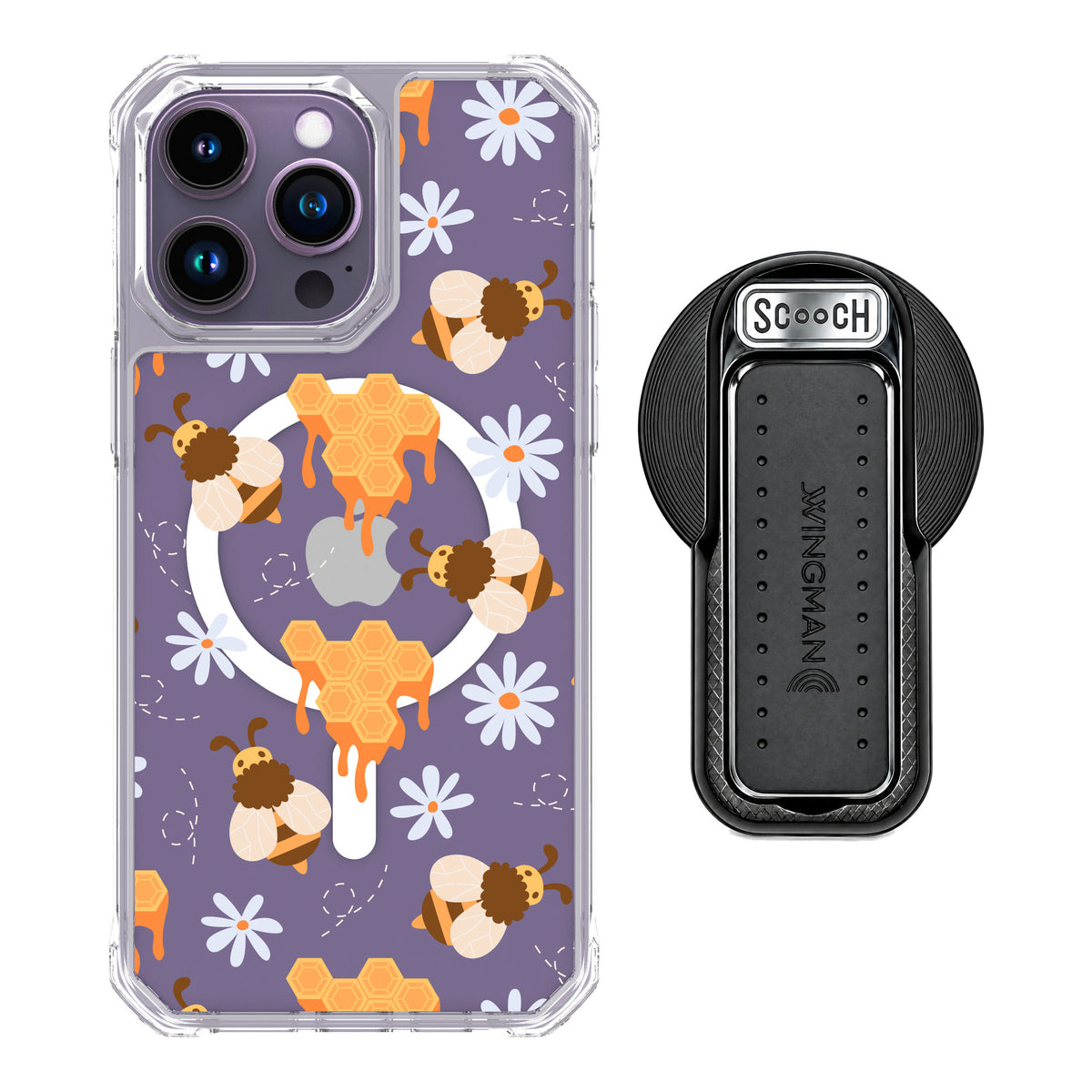 Scooch MagCase Honey Bees for iPhone 14 Pro Max — MagSafe Wingback Bundle - Black