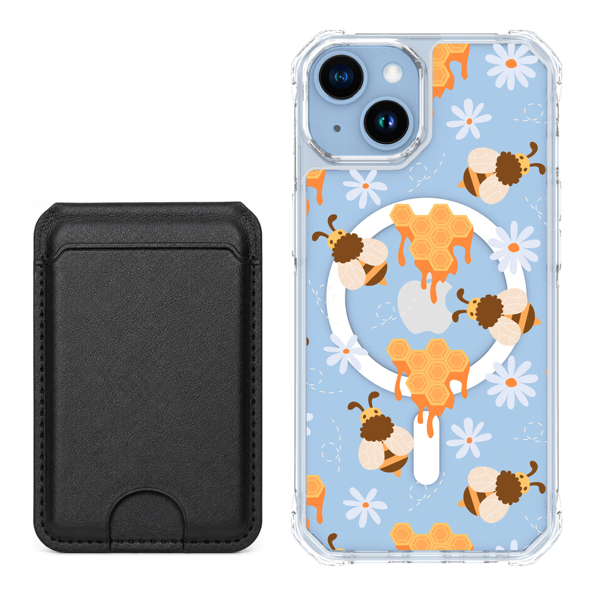 Scooch MagCase Honey Bees for iPhone 14 — Black MagWallet Bundle