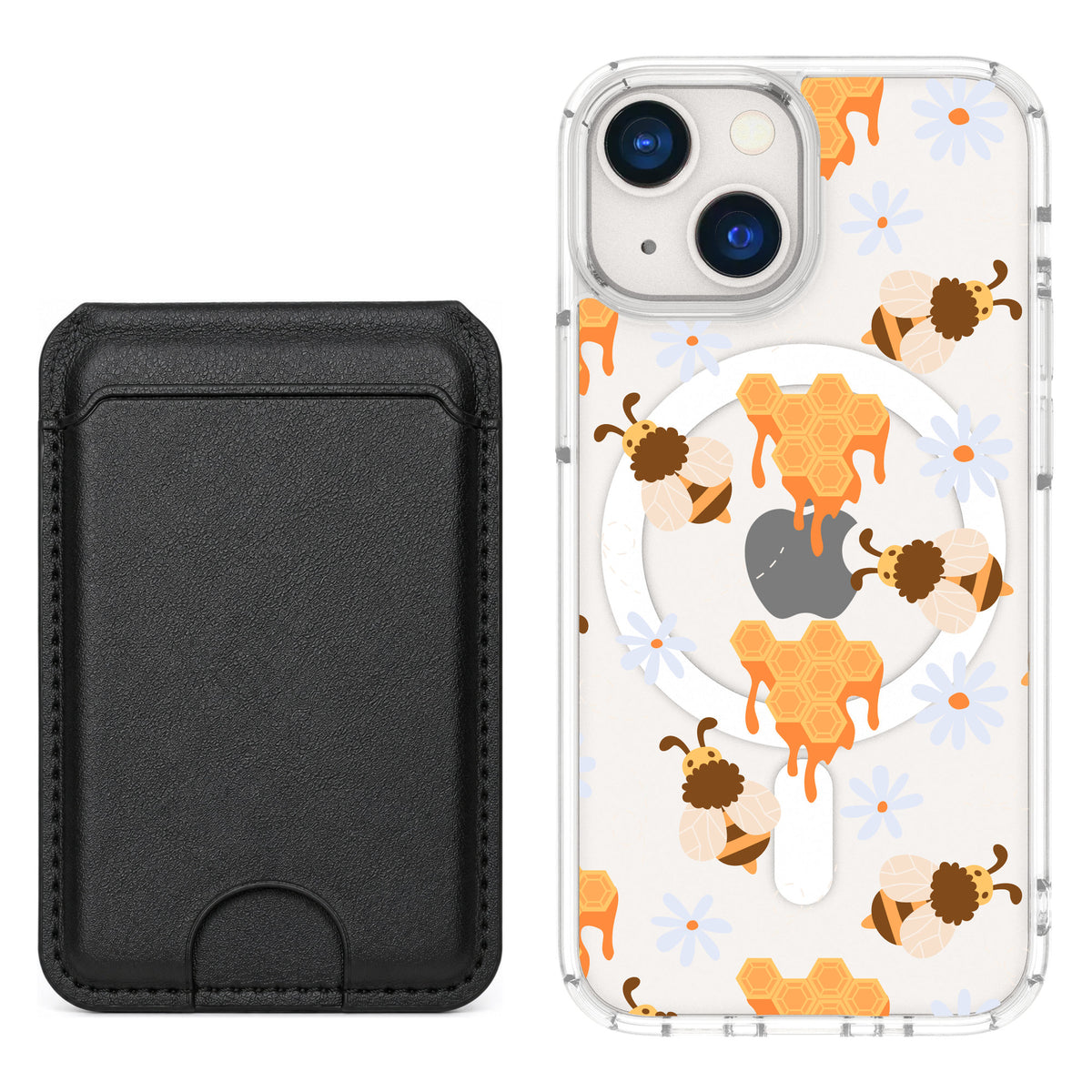 Scooch MagCase Honey Bees for iPhone 13 mini — Black MagWallet Bundle