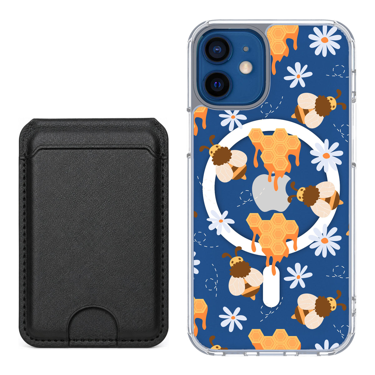 Scooch MagCase Honey Bees for iPhone 12 mini — Black MagWallet Bundle