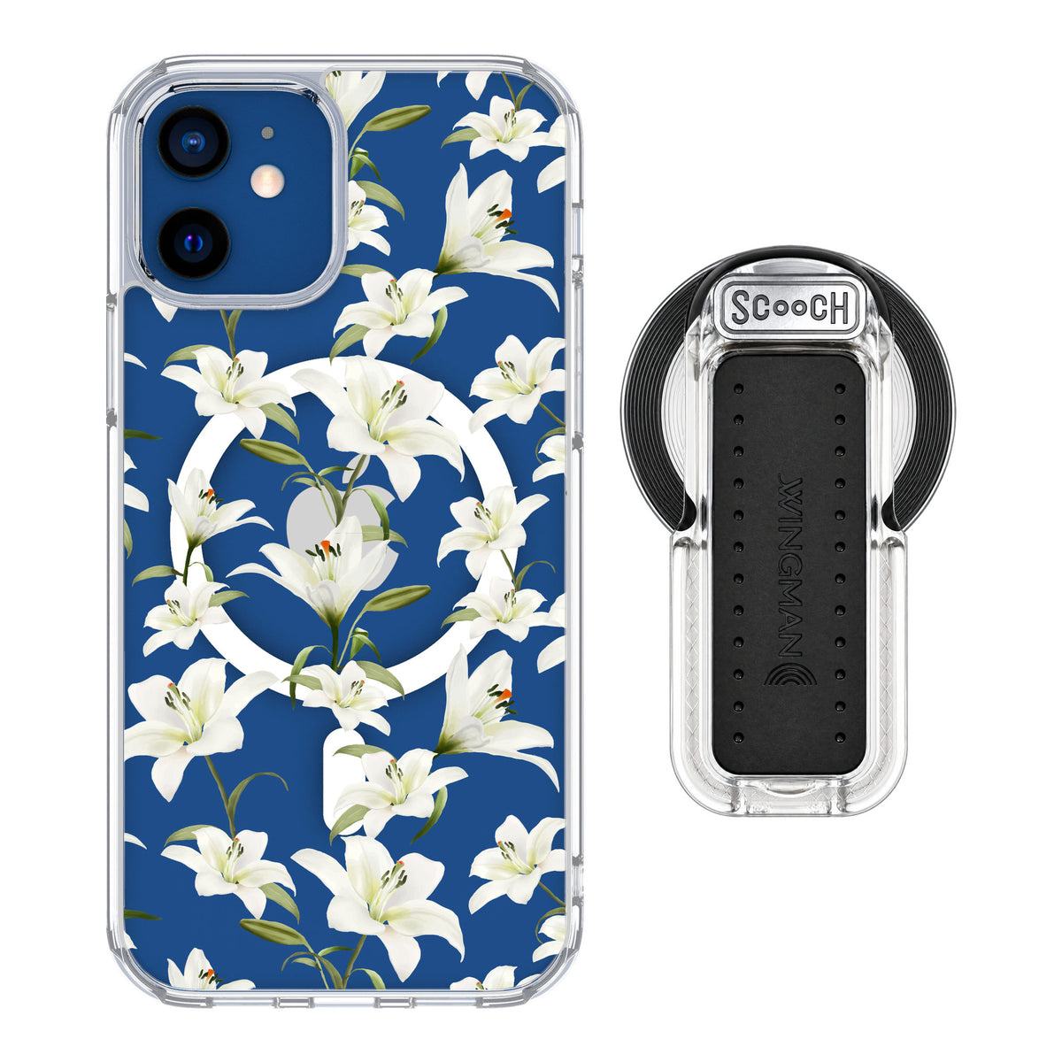 Scooch MagCase Lilies for iPhone 12 — MagSafe Wingback Bundle - Clear