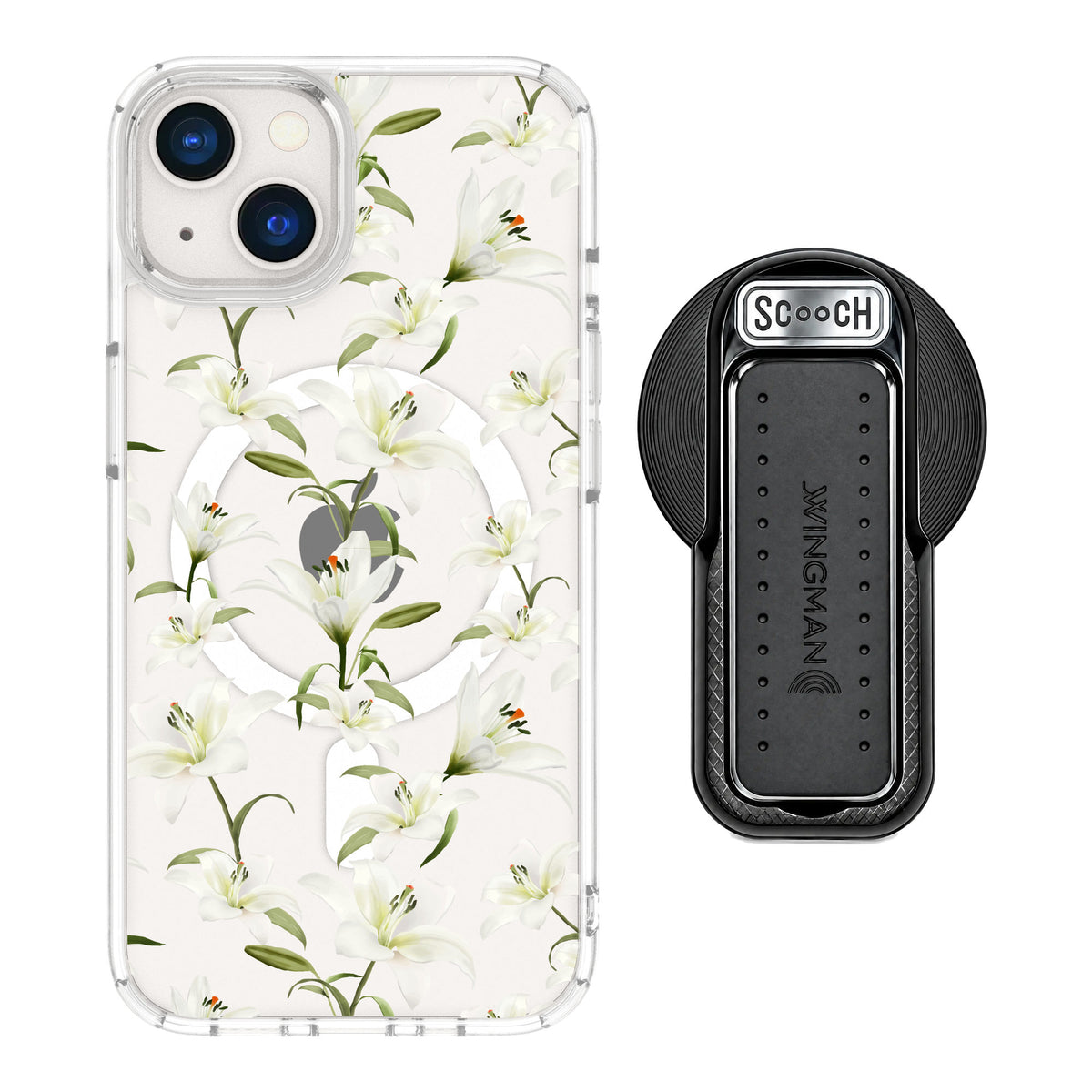 Scooch MagCase Lilies for iPhone 13 — MagSafe Wingback Bundle - Black