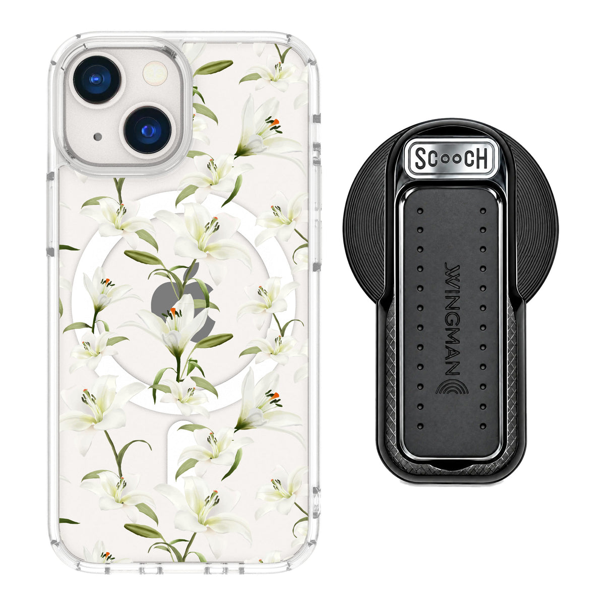 Scooch MagCase Lilies for iPhone 13 mini — MagSafe Wingback Bundle - Black