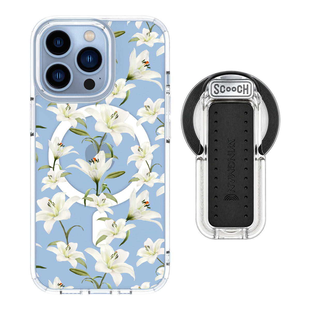 Scooch MagCase Lilies for iPhone 13 Pro — MagSafe Wingback Bundle - Clear