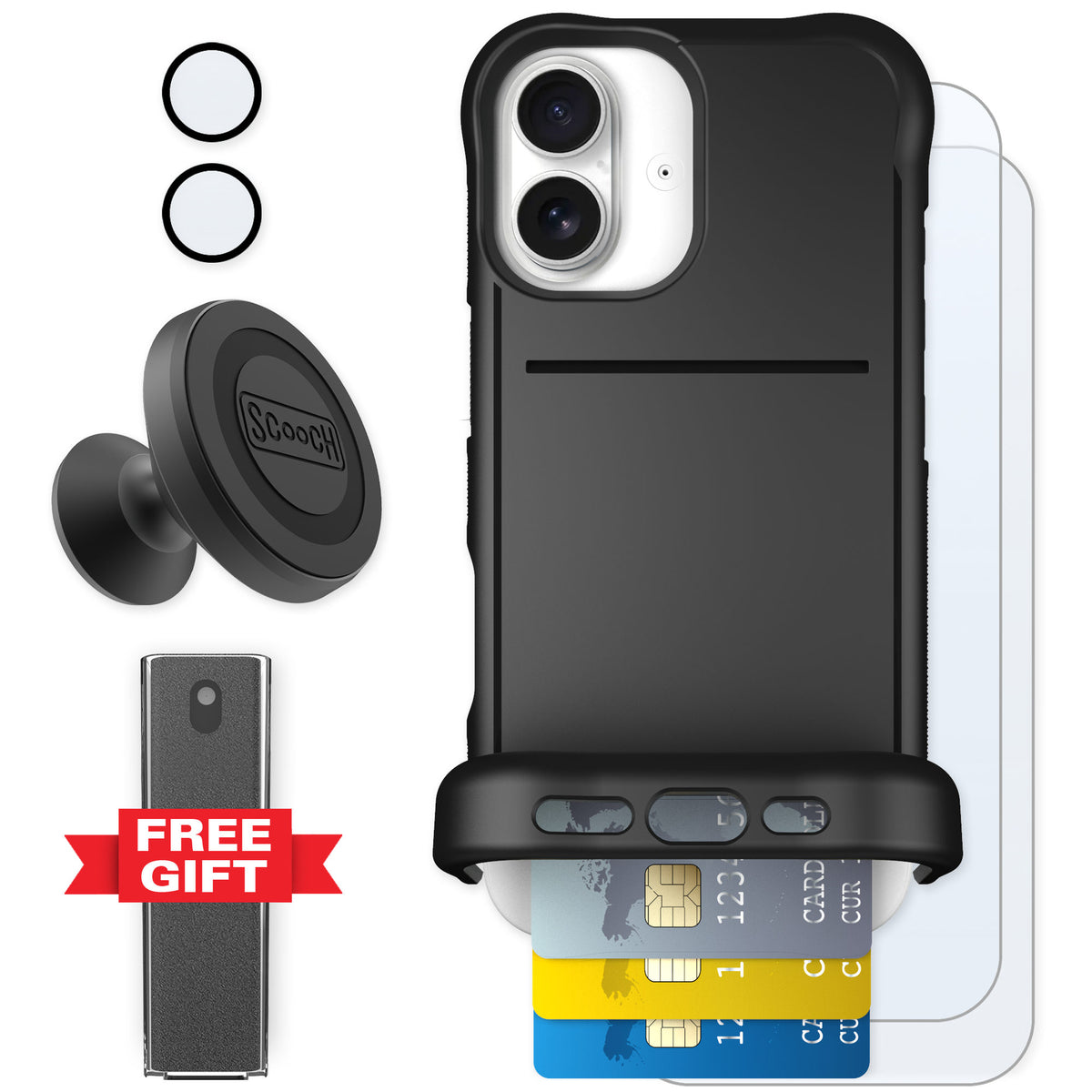 Scooch Wingmate Black for iPhone 17 — Defender Bundle