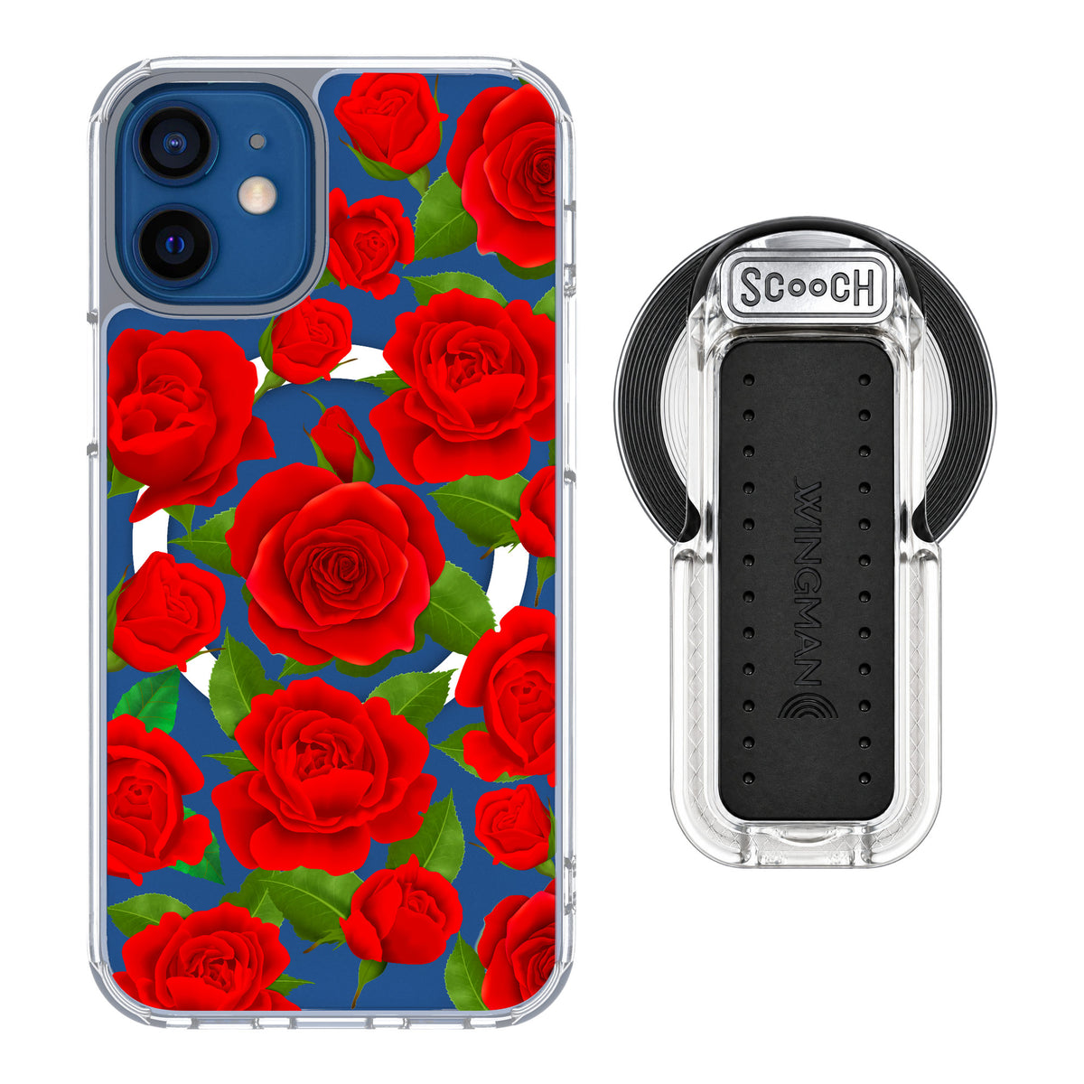 Scooch MagCase Rose Garden for iPhone 12 mini — MagSafe Wingback Bundle - Clear