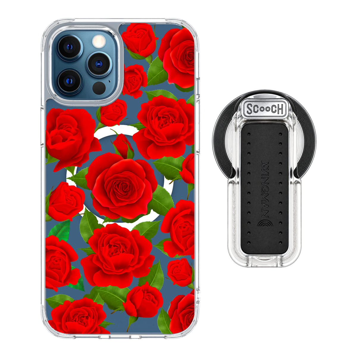 Scooch MagCase Rose Garden for iPhone 12 Pro Max — MagSafe Wingback Bundle - Clear