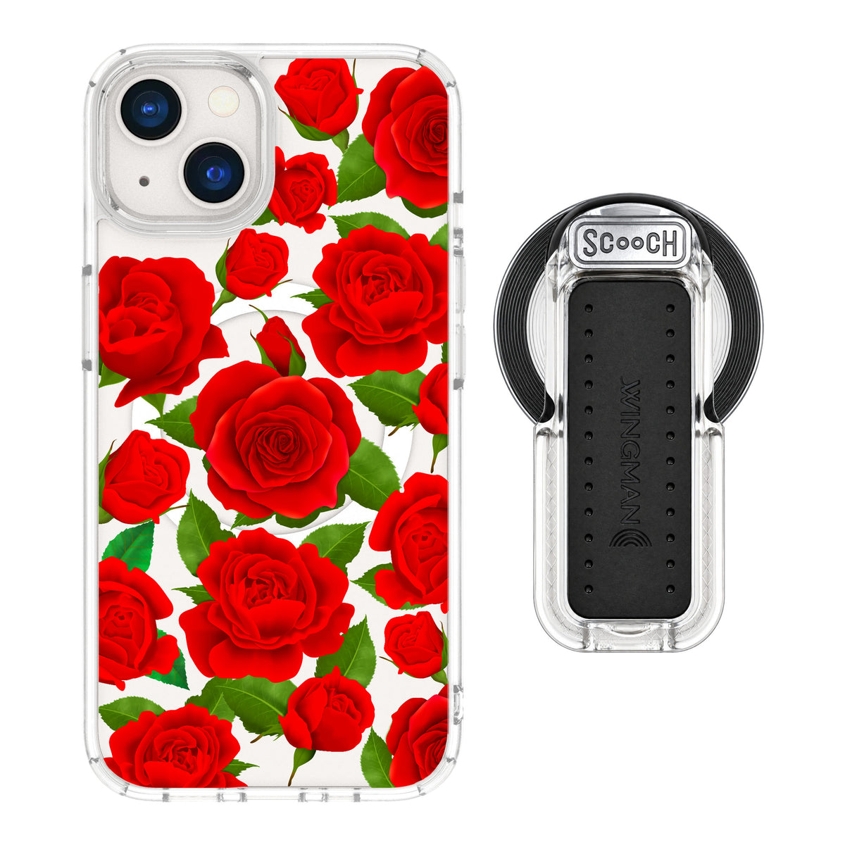 Scooch MagCase Rose Garden for iPhone 13 — MagSafe Wingback Bundle - Clear
