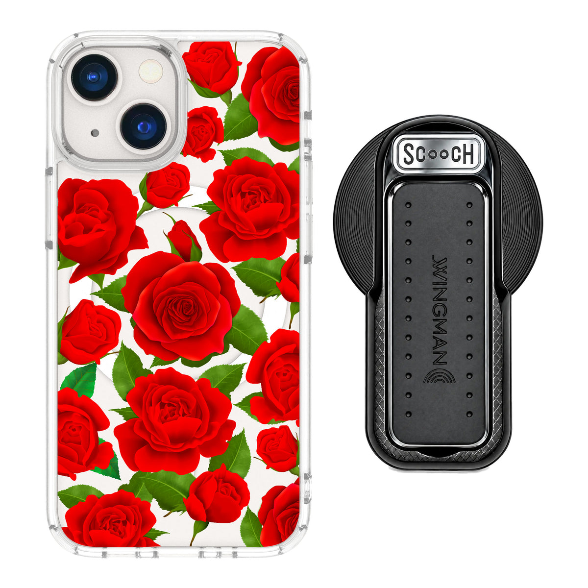Scooch MagCase Rose Garden for iPhone 13 mini — MagSafe Wingback Bundle - Black