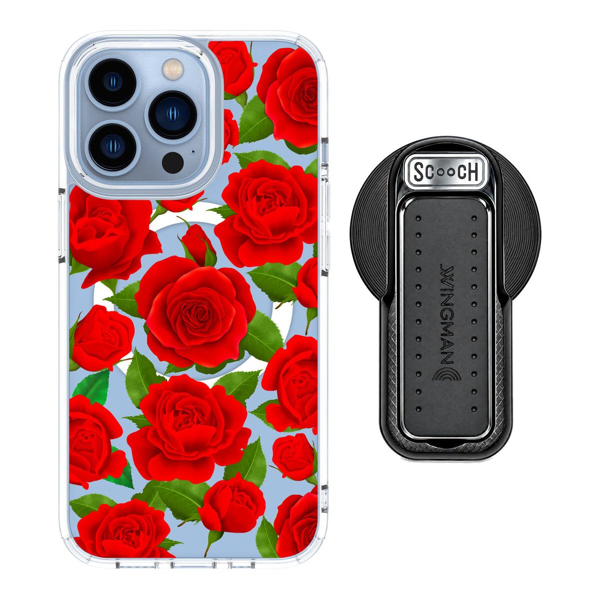 Scooch MagCase Rose Garden for iPhone 13 Pro — MagSafe Wingback Bundle - Black