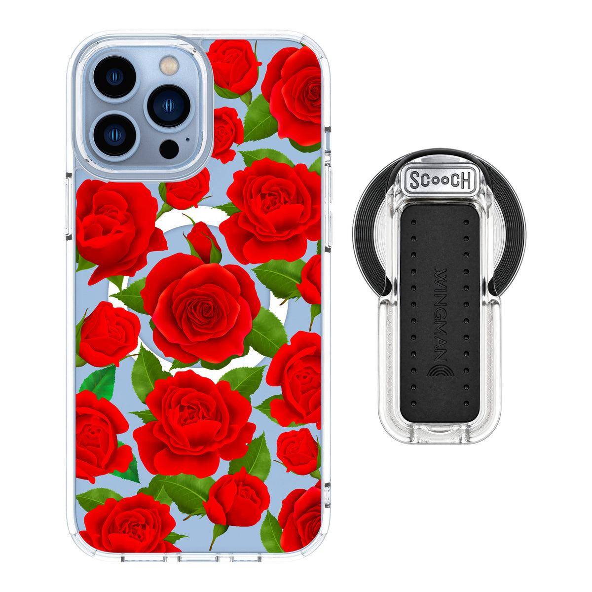 Scooch MagCase Rose Garden for iPhone 13 Pro Max — MagSafe Wingback Bundle - Clear