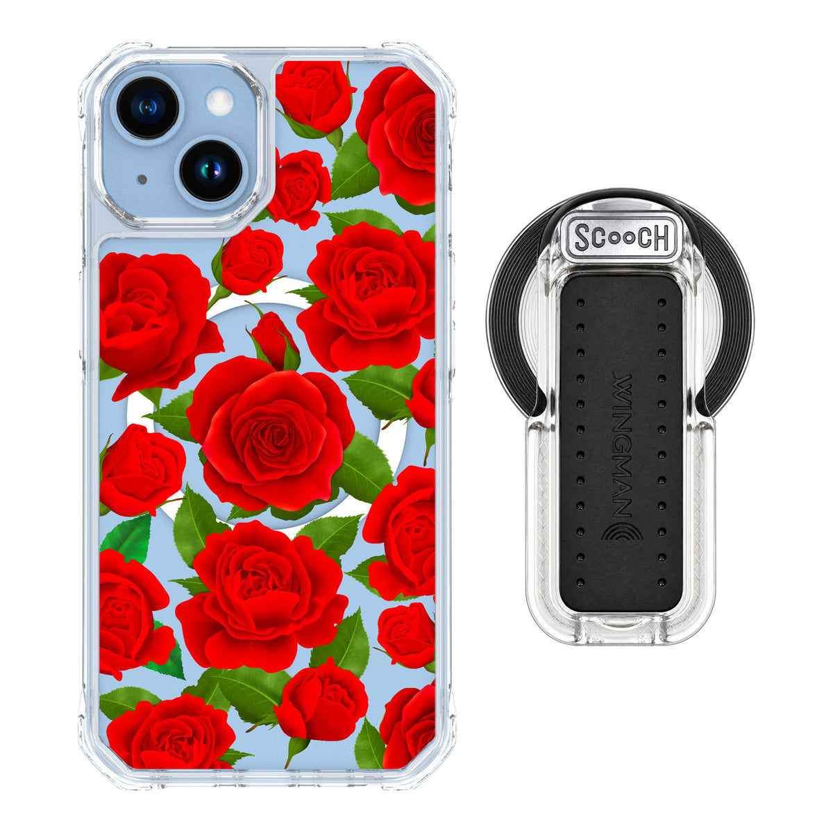 Scooch MagCase Rose Garden for iPhone 14 — MagSafe Wingback Bundle - Clear