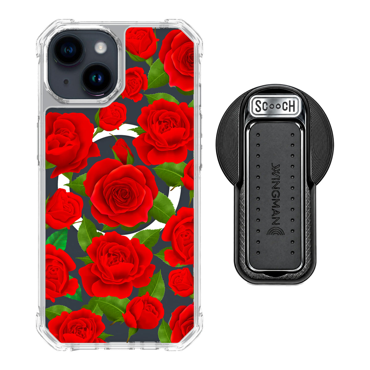 Scooch MagCase Rose Garden for iPhone 15 — MagSafe Wingback Bundle - Black