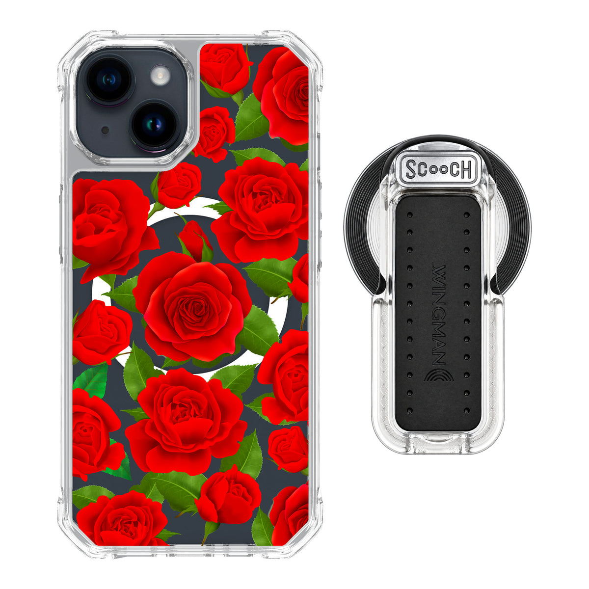 Scooch MagCase Rose Garden for iPhone 15 — MagSafe Wingback Bundle - Clear