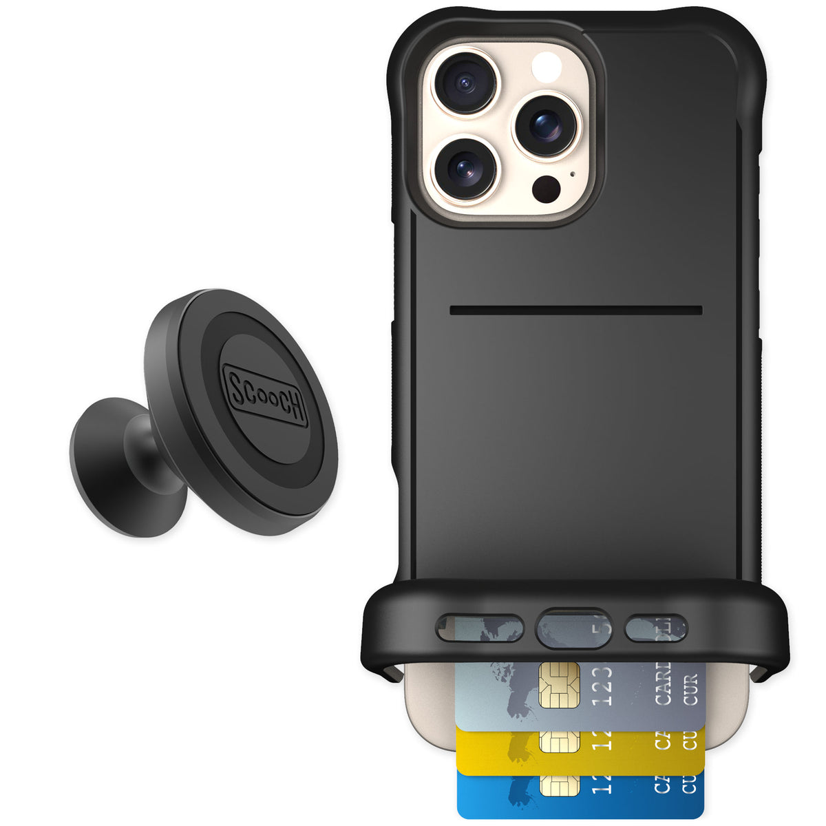 Scooch Wingmate Black for iPhone 16 Pro Max — Starter Bundle