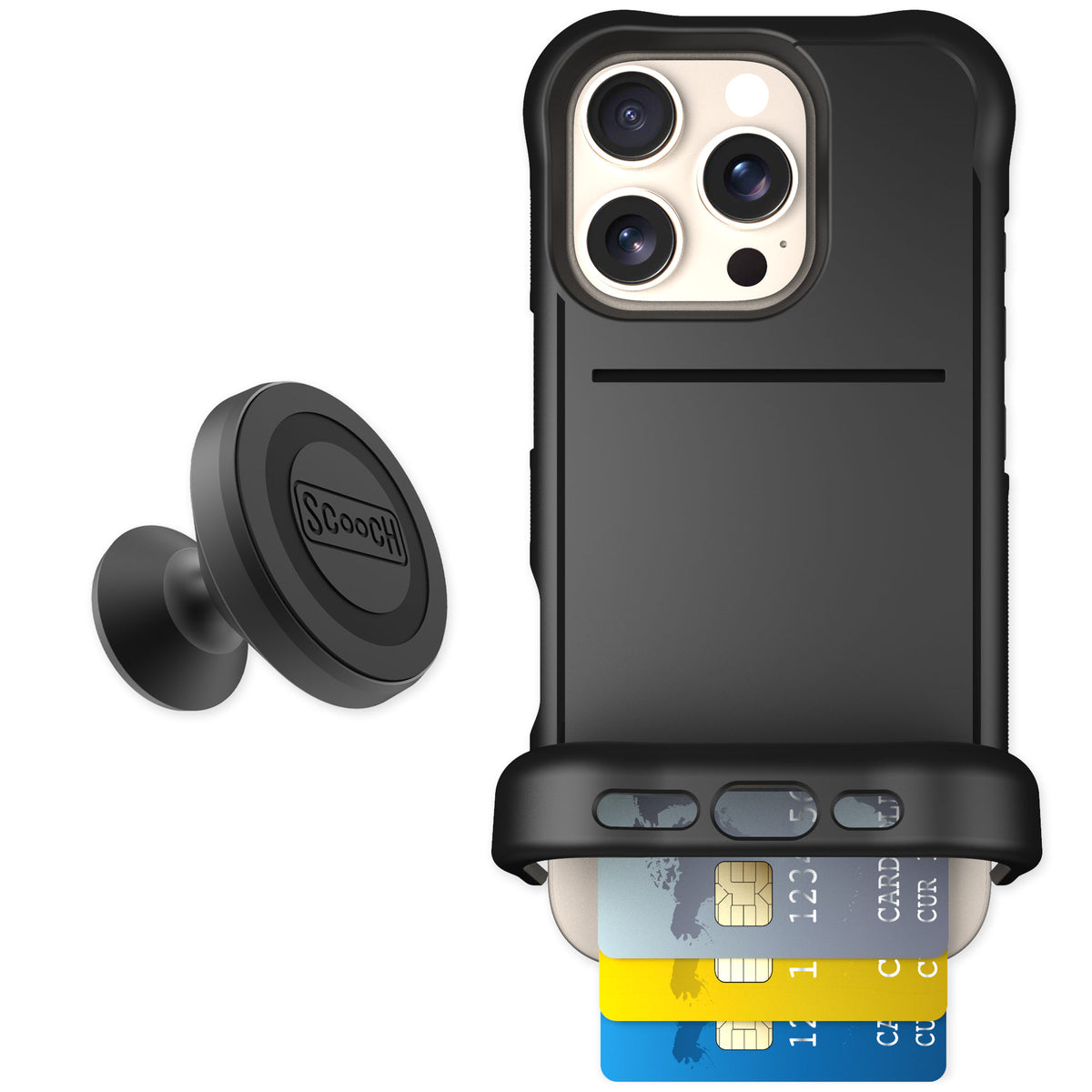 Scooch Wingmate Black for iPhone 16 Pro — Starter Bundle