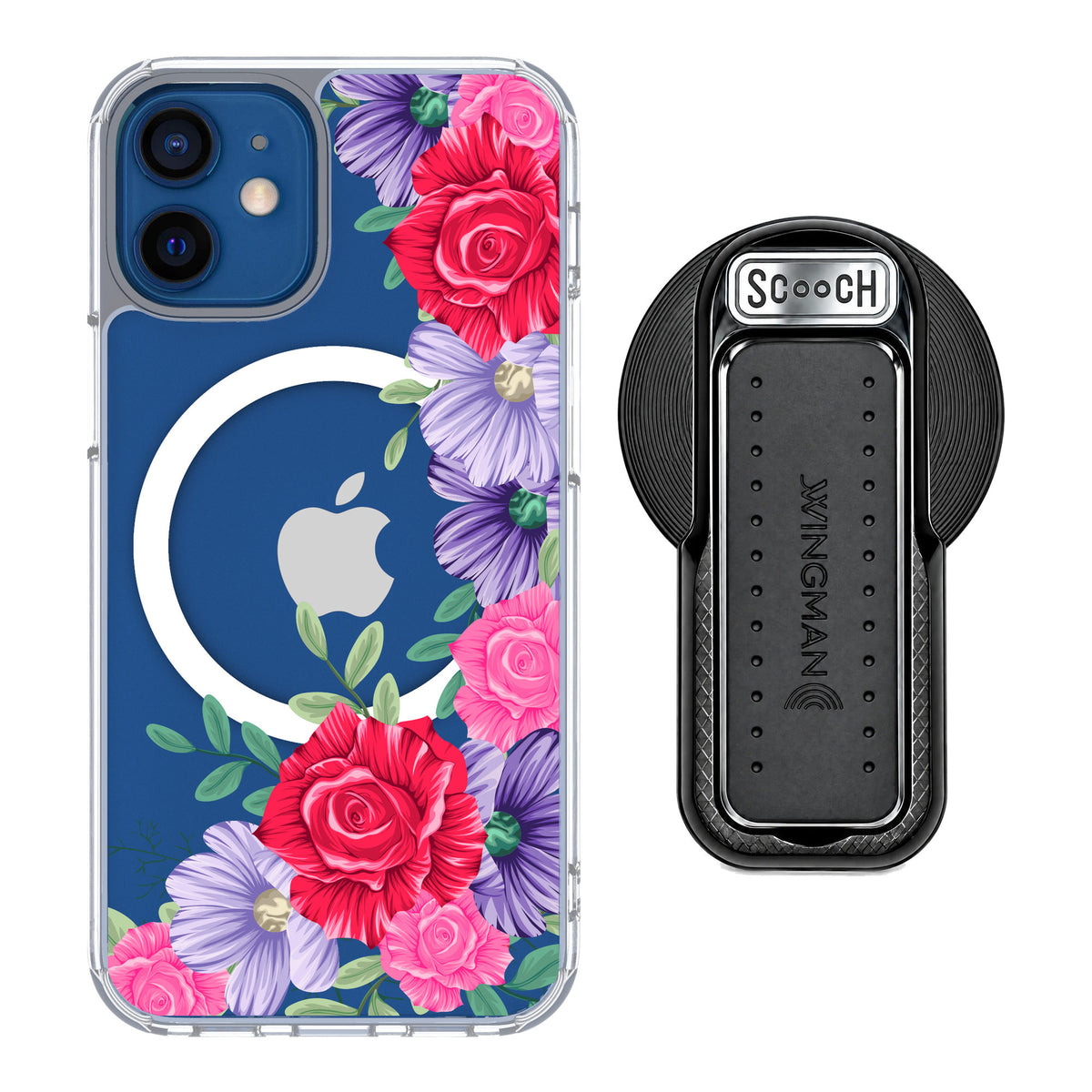 Scooch MagCase Spring Blossom for iPhone 12 mini — MagSafe Wingback Bundle - Black