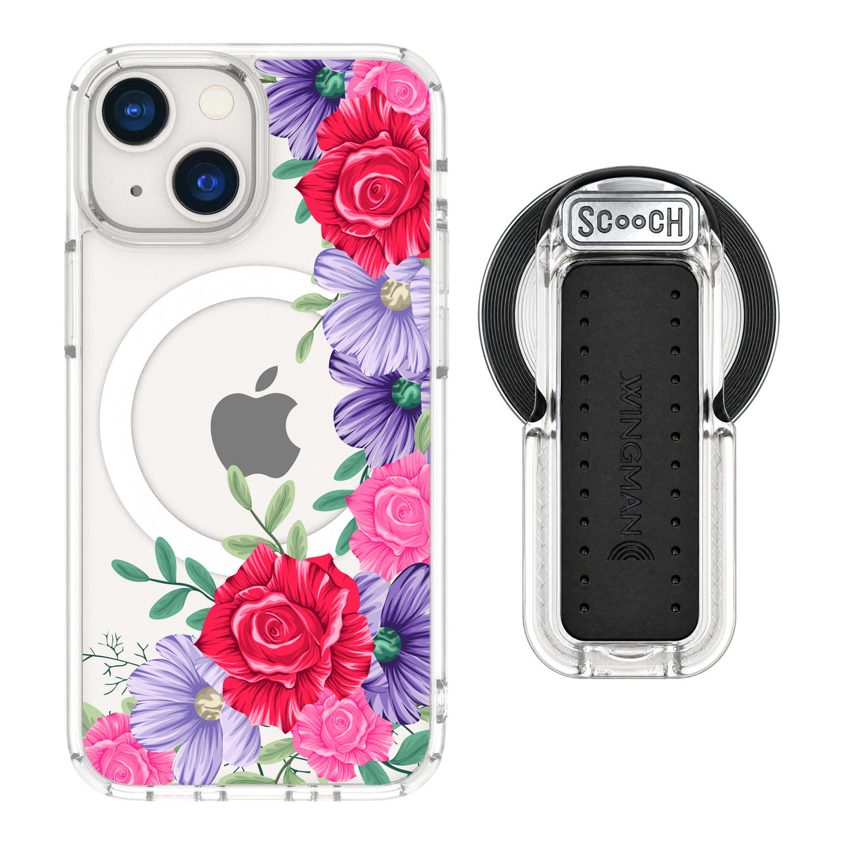Scooch MagCase Spring Blossom for iPhone 13 mini — MagSafe Wingback Bundle - Clear
