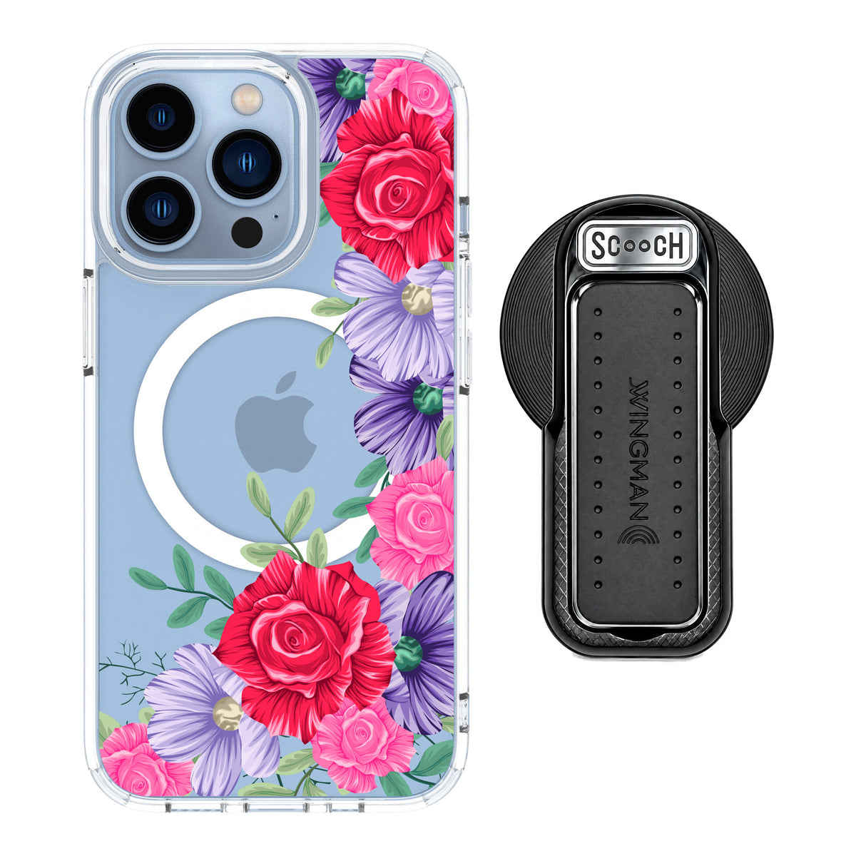 Scooch MagCase Spring Blossom for iPhone 13 Pro — MagSafe Wingback Bundle - Black