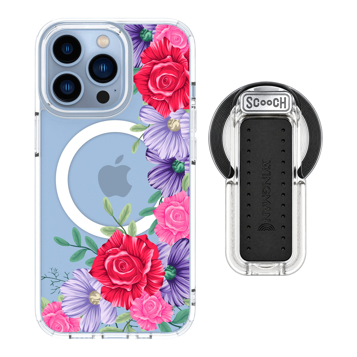 Scooch MagCase Spring Blossom for iPhone 13 Pro — MagSafe Wingback Bundle - Clear