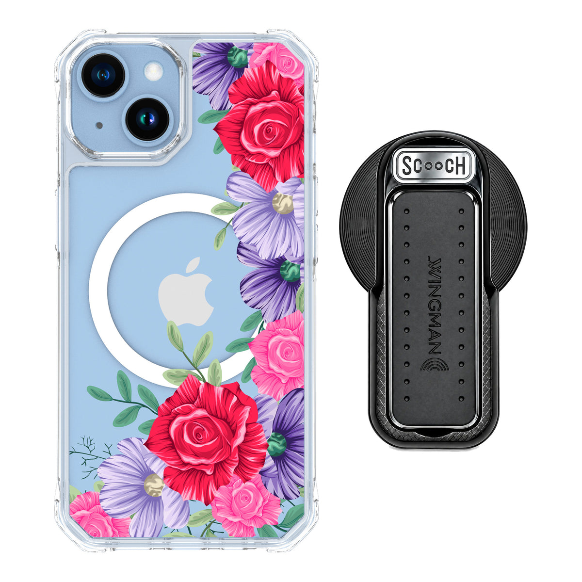 Scooch MagCase Spring Blossom for iPhone 14 — MagSafe Wingback Bundle - Black