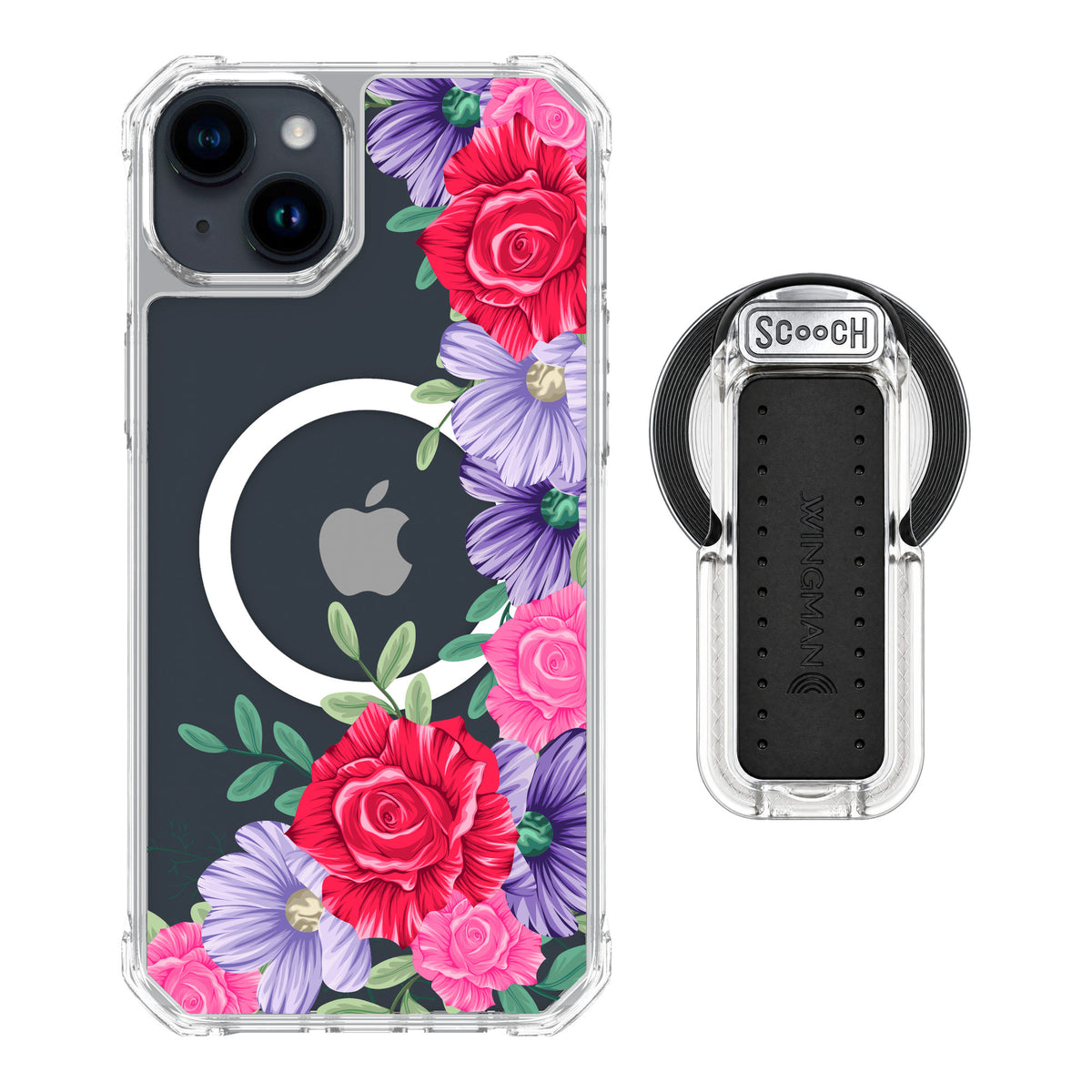 Scooch MagCase Spring Blossom for iPhone 14 Plus — MagSafe Wingback Bundle - Clear