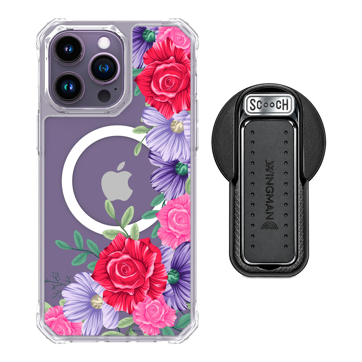 Scooch MagCase Spring Blossom for iPhone 14 Pro Max — MagSafe Wingback Bundle - Black