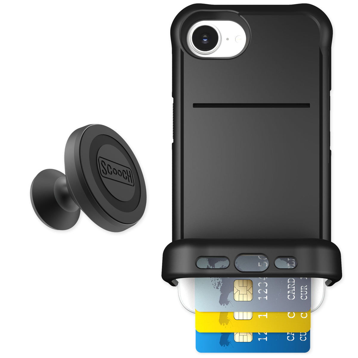 Scooch Wingmate Black for iPhone 16e — Starter Bundle