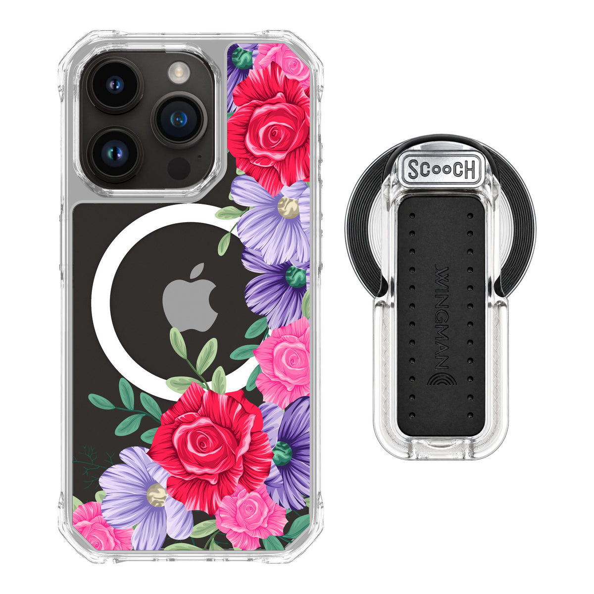 Scooch MagCase Spring Blossom for iPhone 15 Pro — MagSafe Wingback Bundle - Clear