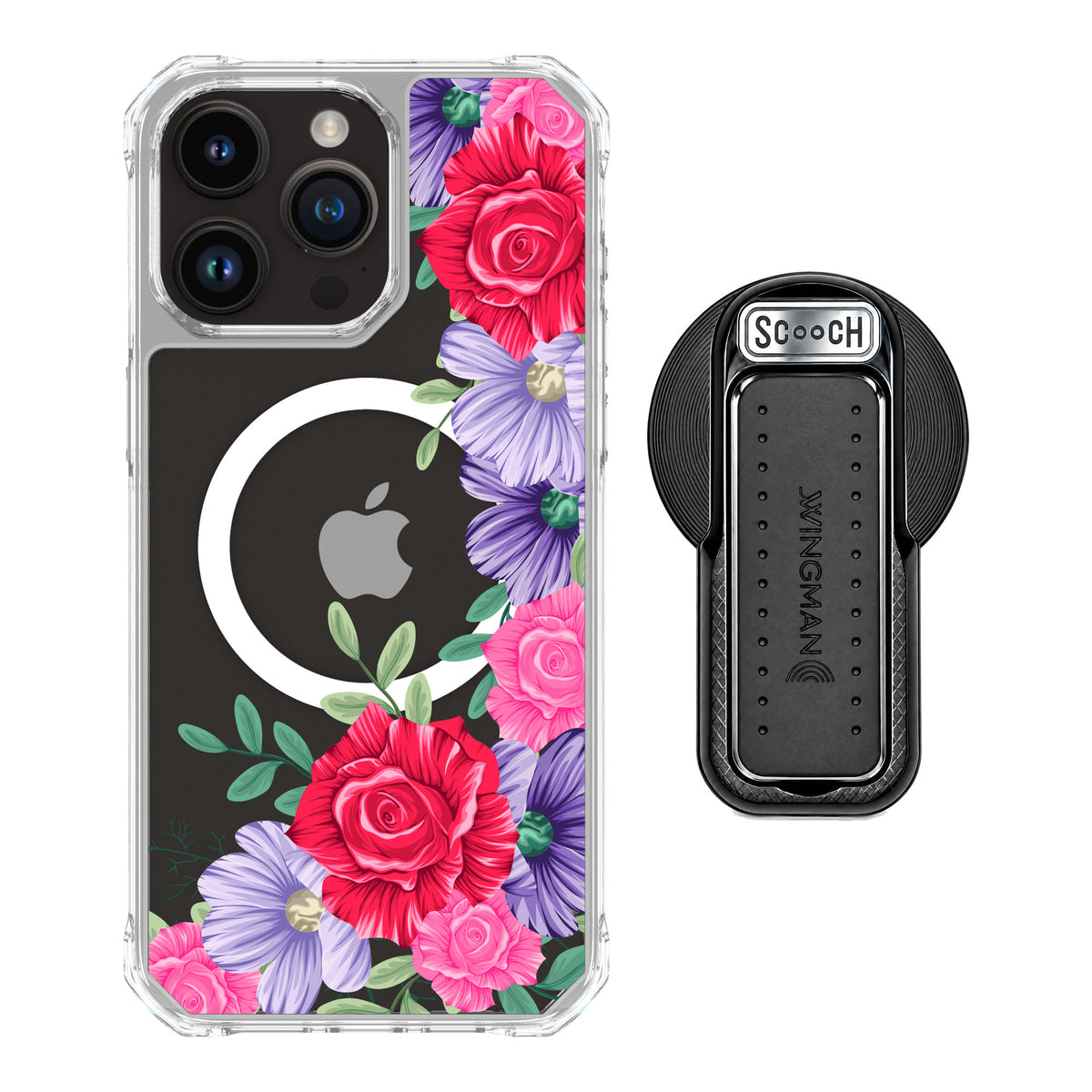 Scooch MagCase Spring Blossom for iPhone 15 Pro Max — MagSafe Wingback Bundle - Black