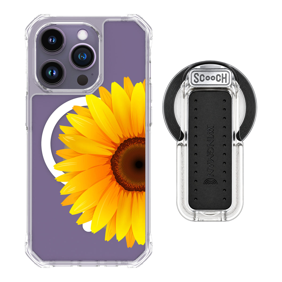 Scooch MagCase Sunflower for iPhone 14 Pro — MagSafe Wingback Bundle - Clear