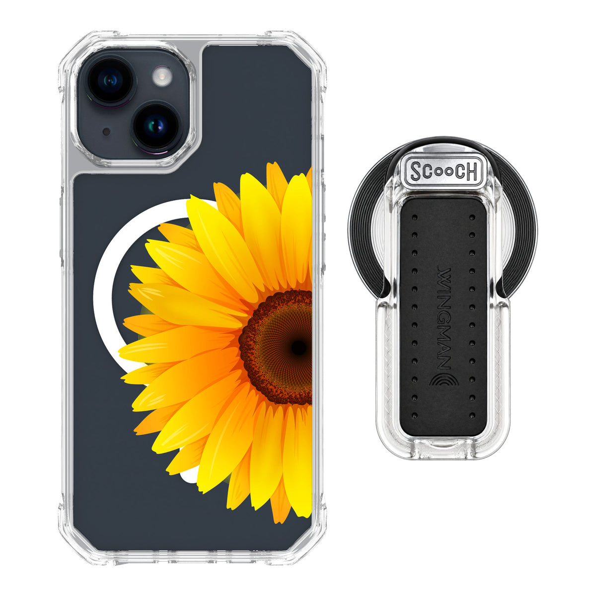 Scooch MagCase Sunflower for iPhone 15 — MagSafe Wingback Bundle - Clear