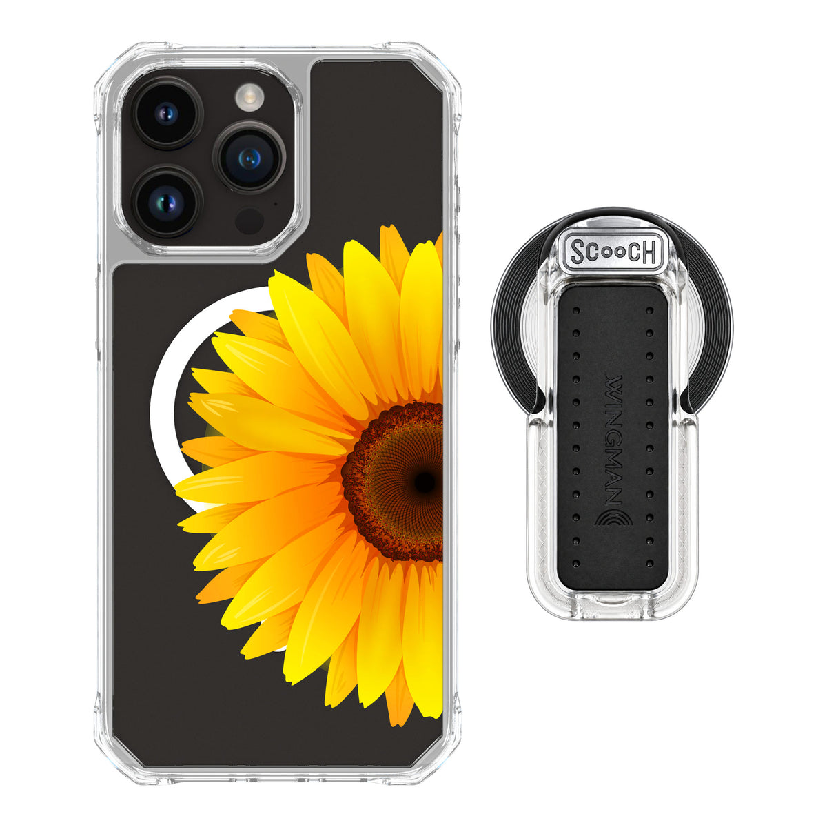 Scooch MagCase Sunflower for iPhone 15 Pro Max — MagSafe Wingback Bundle - Clear