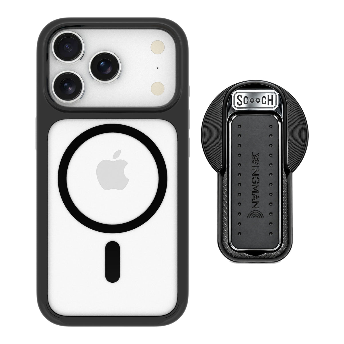Scooch MagCase Tuxedo Clear for iPhone 17 Pro — MagSafe Wingback Bundle - Black