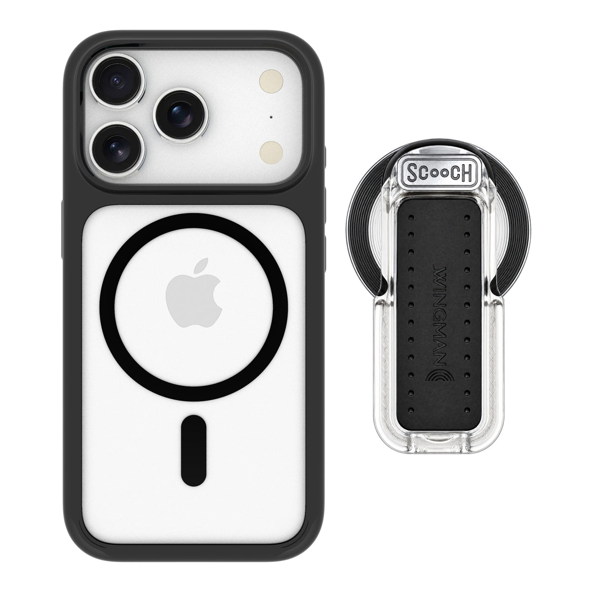 Scooch MagCase Tuxedo Clear for iPhone 17 Pro — MagSafe Wingback Bundle - Clear