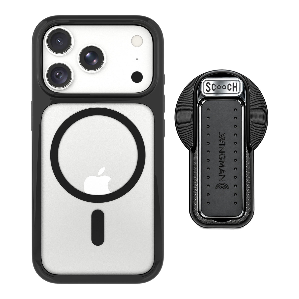 Scooch MagCase Tuxedo Clear for iPhone 18 Pro — MagSafe Wingback Bundle - Black