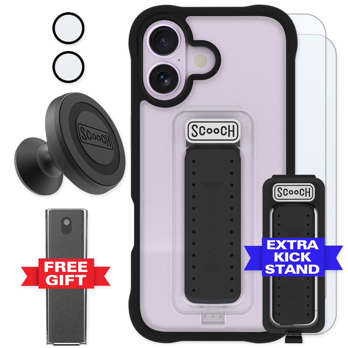 Scooch Wingman Tuxedo Clear for iPhone 17 — Defender Bundle