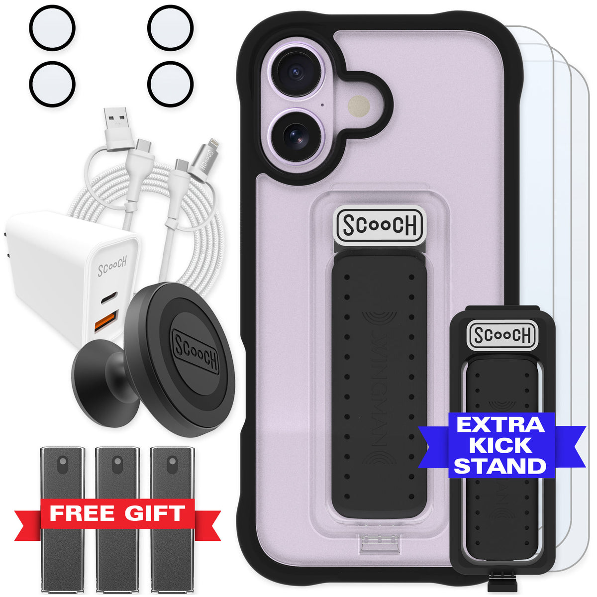 Scooch Wingman Tuxedo Clear for iPhone 17 — Ultimate Bundle