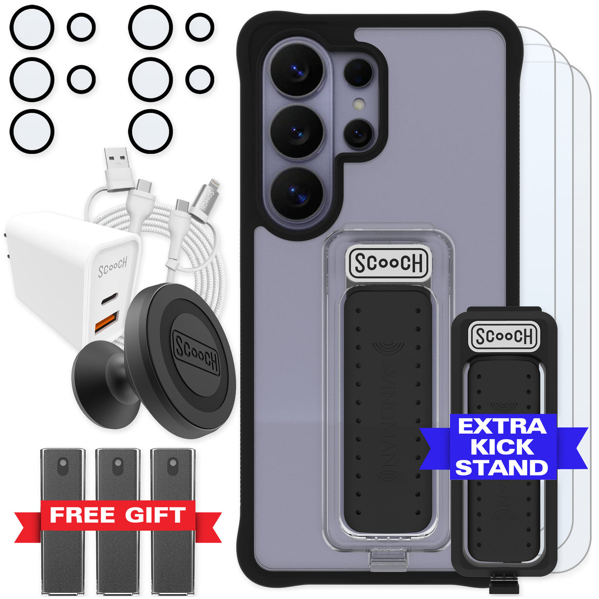 Scooch Wingman Tuxedo Clear for Galaxy S26 Ultra — Ultimate Bundle