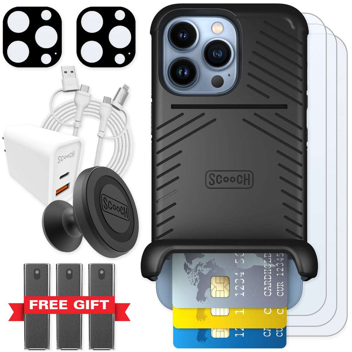 Scooch Wingmate Black for iPhone 13 Pro — Ultimate Bundle