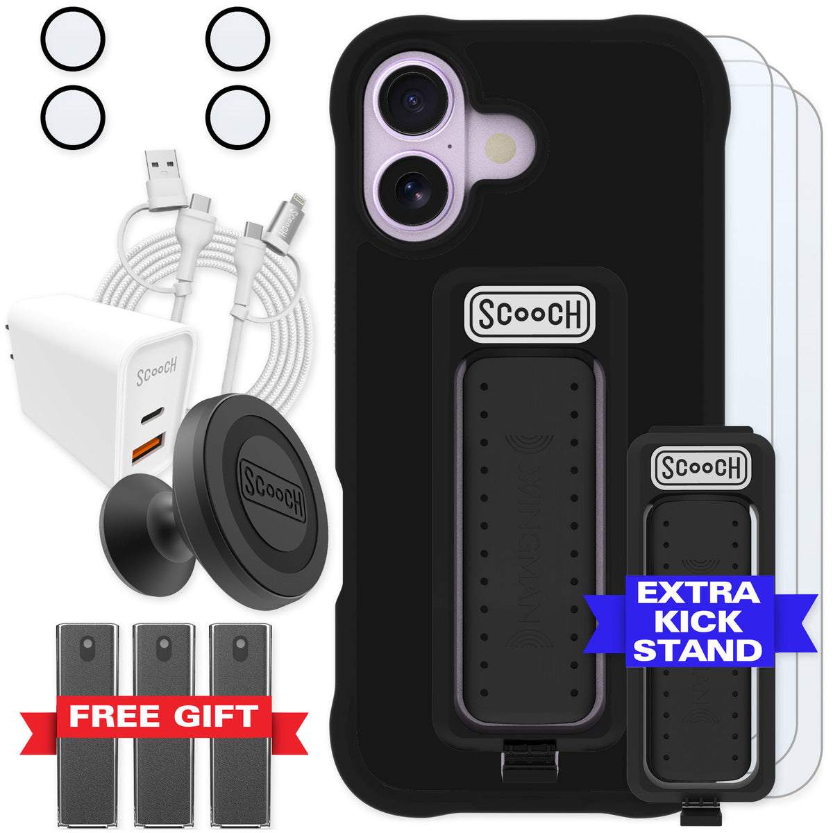 Scooch Wingman Black for iPhone 17 — Ultimate Bundle