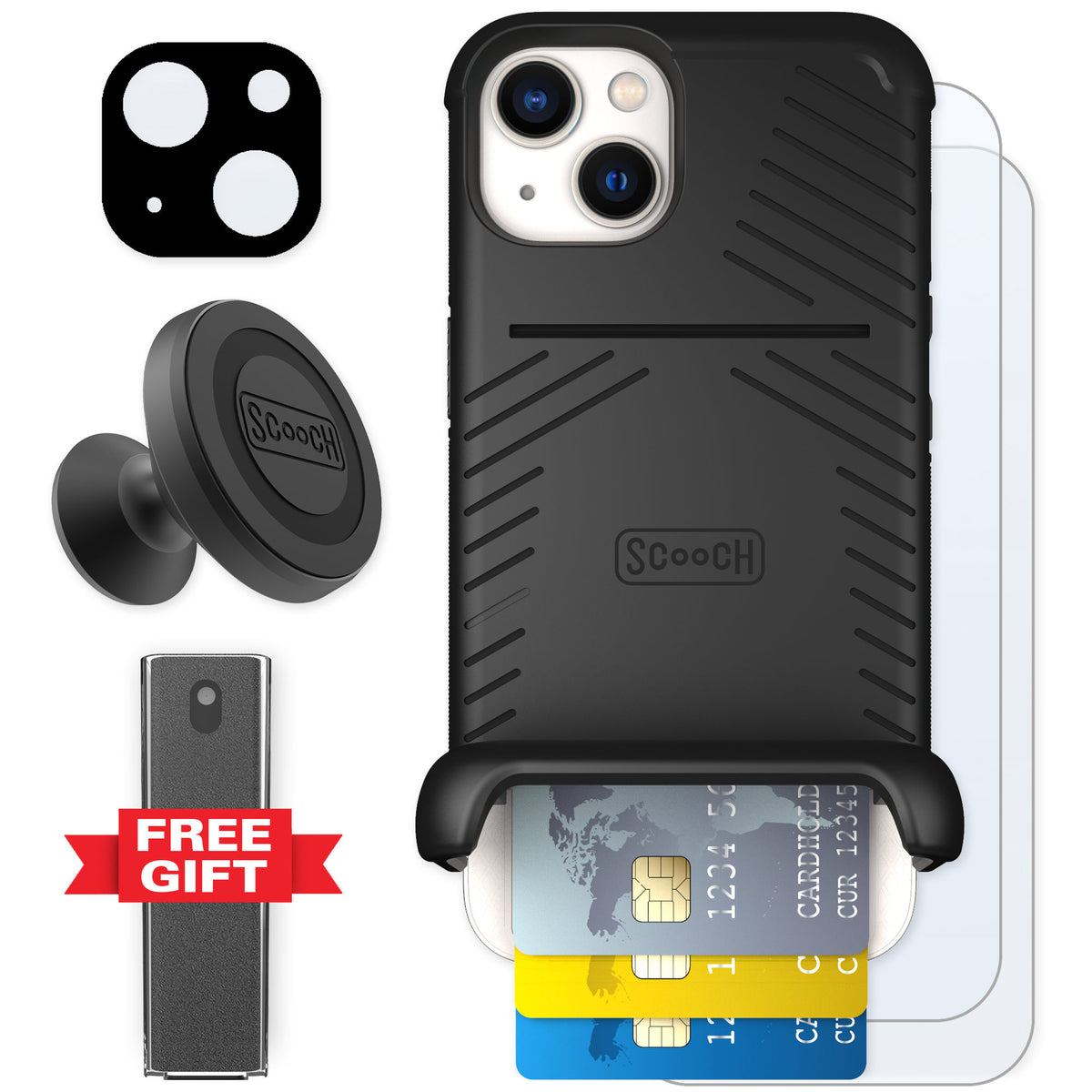 Scooch Wingmate Black for iPhone 13 — Defender Bundle