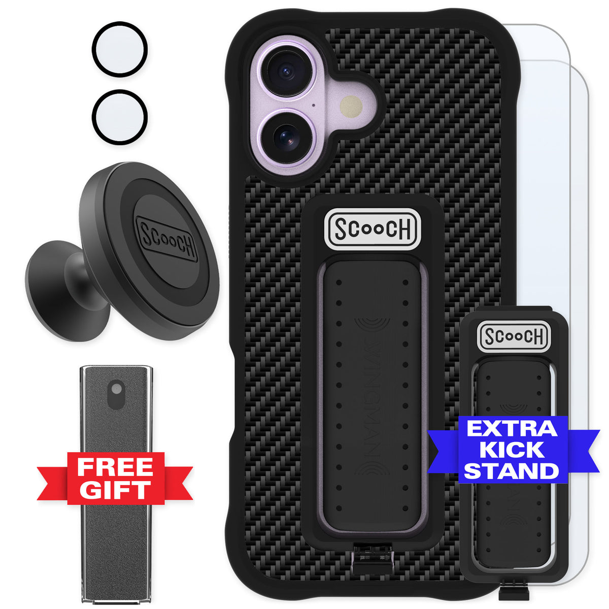 Scooch Wingman Carbon Fiber for iPhone 17 — Defender Bundle